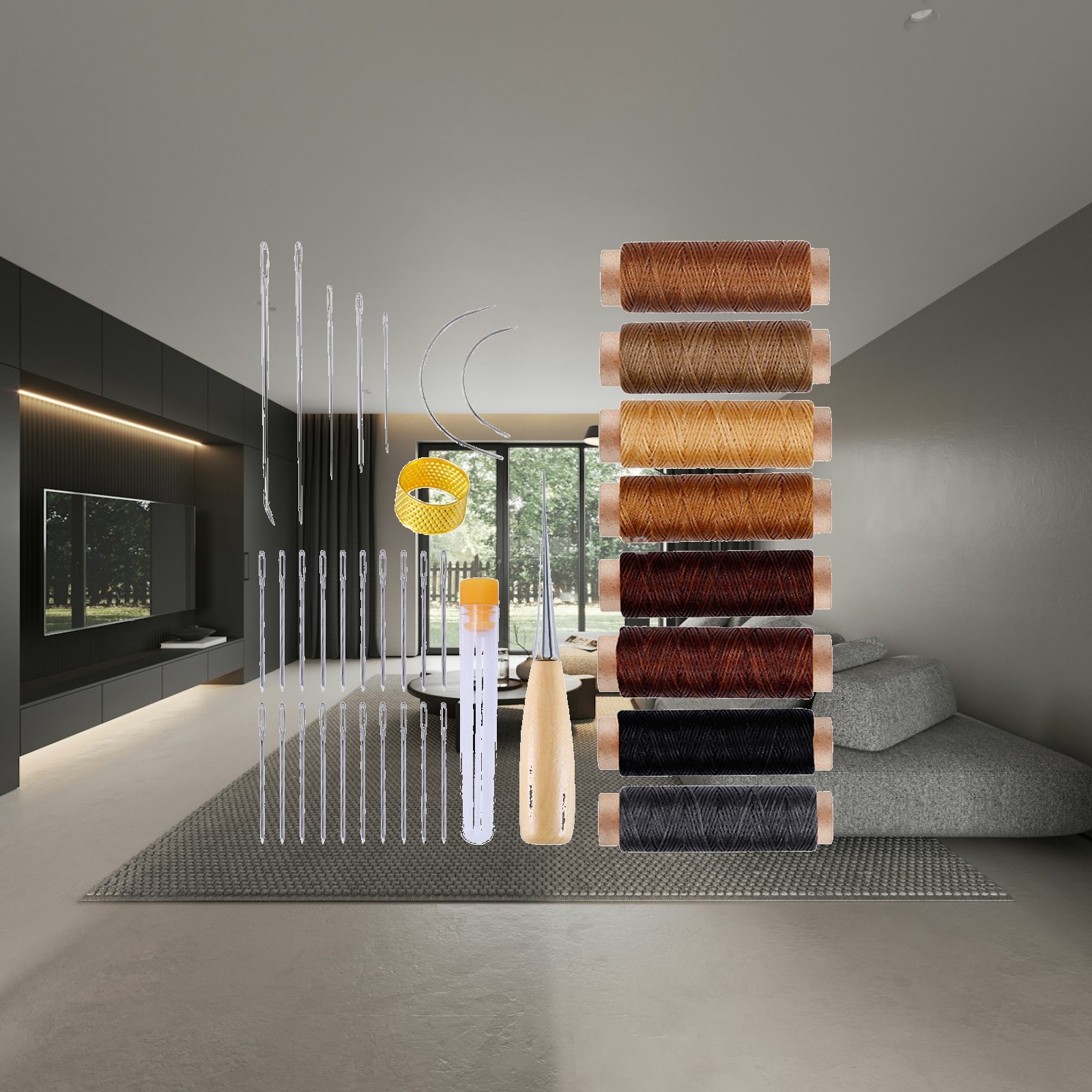 Upholstery Leather Work - طقم خياطة تنجيد الجلد الكامل، أدوات