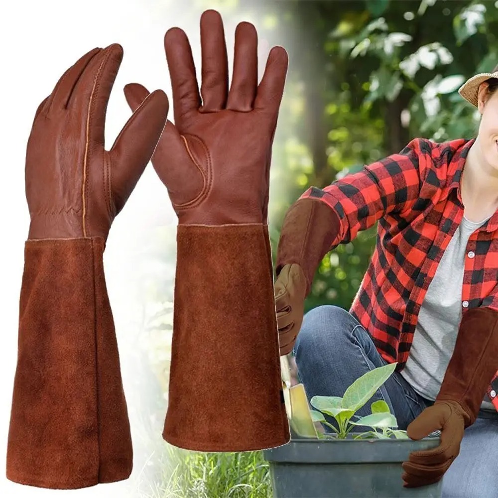 Youtube Leatherwork - أنبوب طويل البستنة سلامة قفازات العمل
