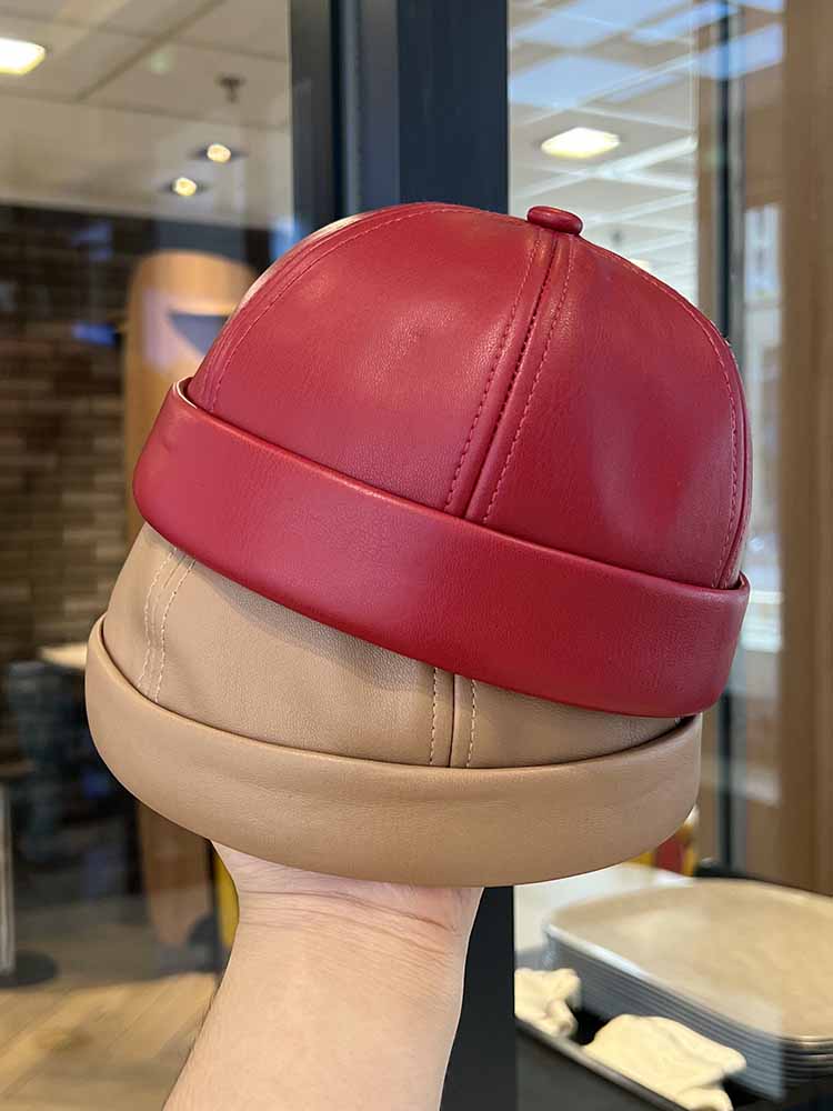 Leather Work Hat - قبعة المالك الجلدية العتيقة للربيع والصيف